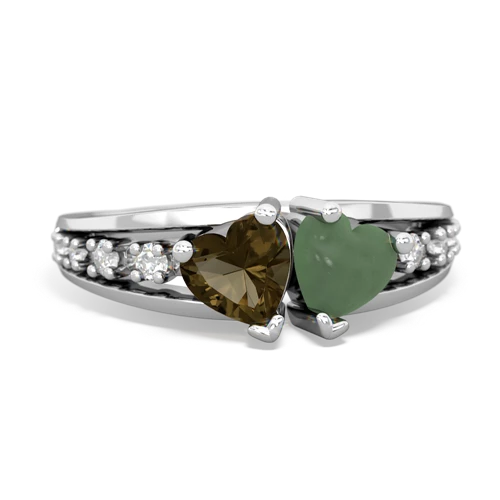 smoky quartz-jade modern ring