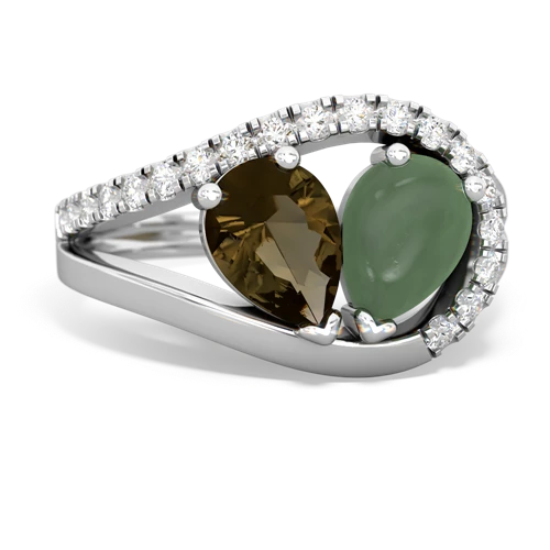 smoky quartz-jade pave heart ring