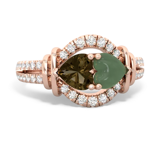 smoky quartz-jade pave keepsake ring