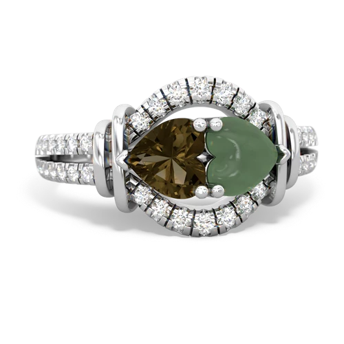 smoky quartz-jade pave keepsake ring