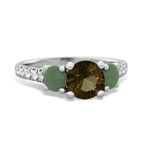 smoky quartz-jade trellis pave ring
