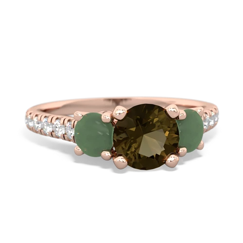 smoky quartz-jade trellis pave ring