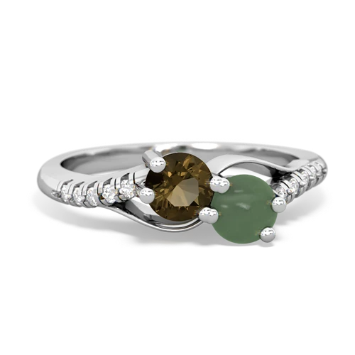 smoky quartz-jade two stone infinity ring
