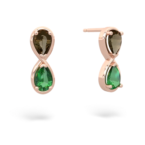 smoky quartz-lab emerald infinity earrings