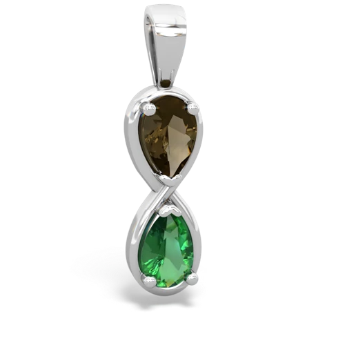 smoky quartz-lab emerald infinity pendant