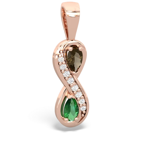 smoky quartz-lab emerald keepsake infinity pendant