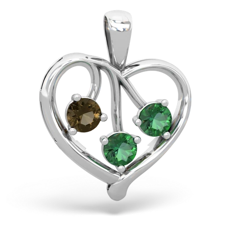 Smoky Quartz Genuine Smoky Quartz with Lab Created Emerald and Genuine Opal Glowing Heart pendant Pendant
