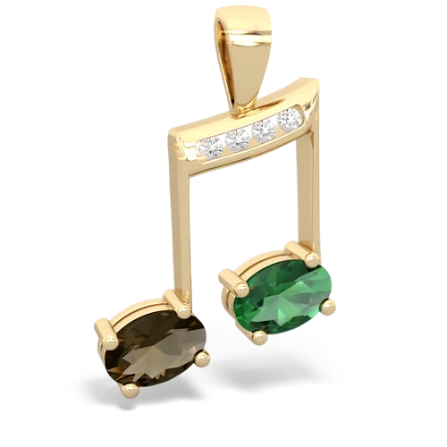 smoky quartz-lab emerald music notes pendant