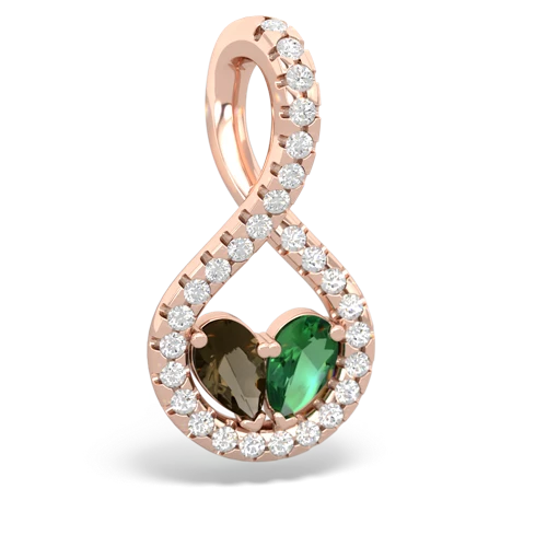 smoky quartz-lab emerald pave twist pendant