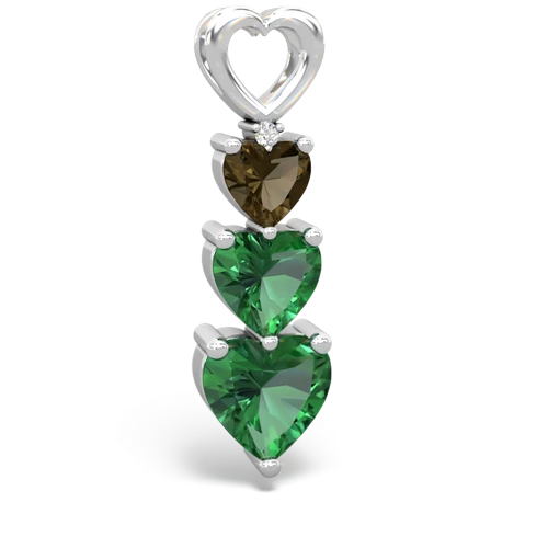 Smoky Quartz Genuine Smoky Quartz with Lab Created Emerald and  Past Present Future pendant Pendant