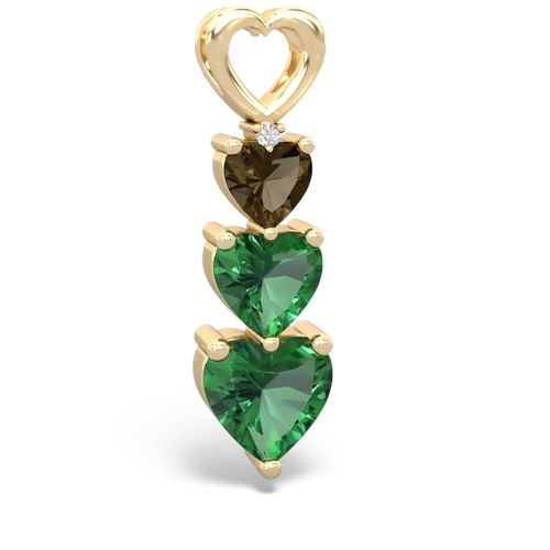 Smoky Quartz Genuine Smoky Quartz with Lab Created Emerald and Genuine Opal Past Present Future pendant Pendant