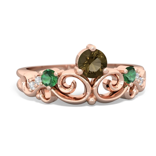 Smoky Quartz Genuine Smoky Quartz with Lab Created Emerald and Genuine Opal Crown Keepsake ring Ring