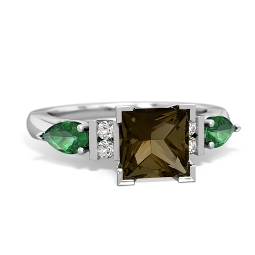 smoky quartz-lab emerald engagement ring