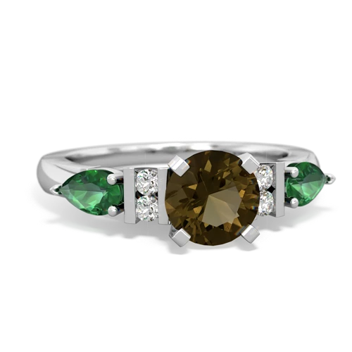 smoky quartz-lab emerald engagement ring