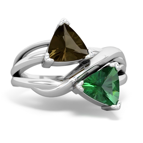 smoky quartz-lab emerald filligree ring