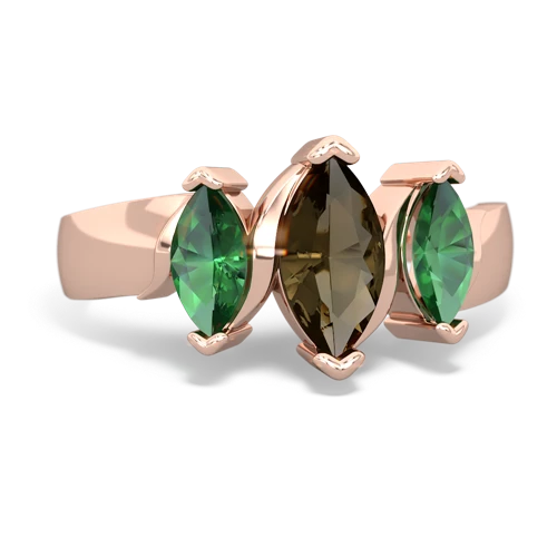 smoky quartz-lab emerald keepsake ring