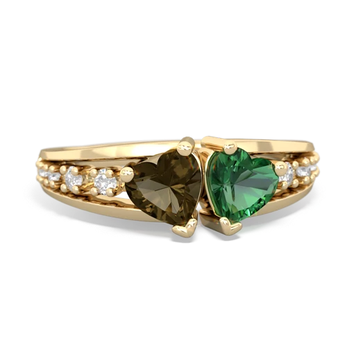 smoky quartz-lab emerald modern ring