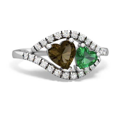 Smoky Quartz Genuine Smoky Quartz with Lab Created Emerald Mother and Child ring Ring