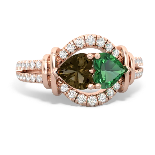 smoky quartz-lab emerald pave keepsake ring