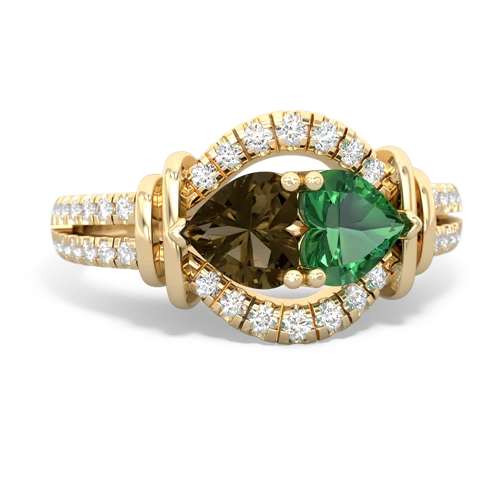 smoky quartz-lab emerald pave keepsake ring