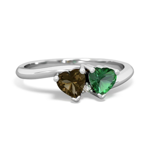 Smoky Quartz Genuine Smoky Quartz with Lab Created Emerald Sweetheart's Promise ring Ring