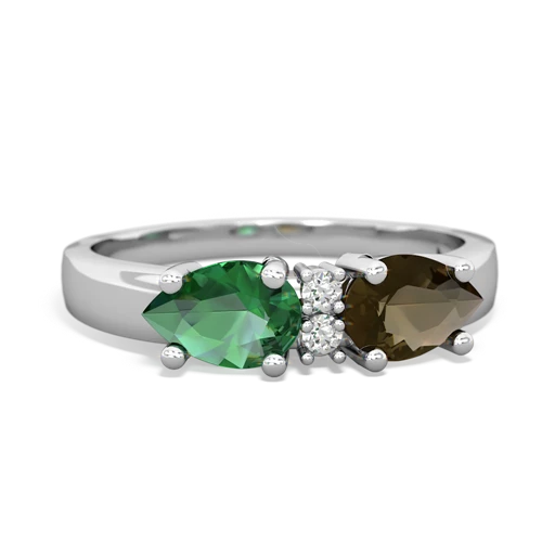 smoky quartz-lab emerald timeless ring