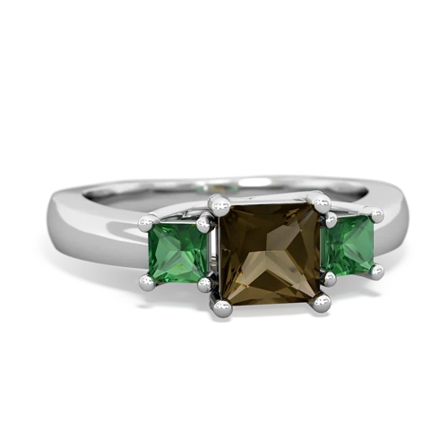 smoky quartz-lab emerald timeless ring