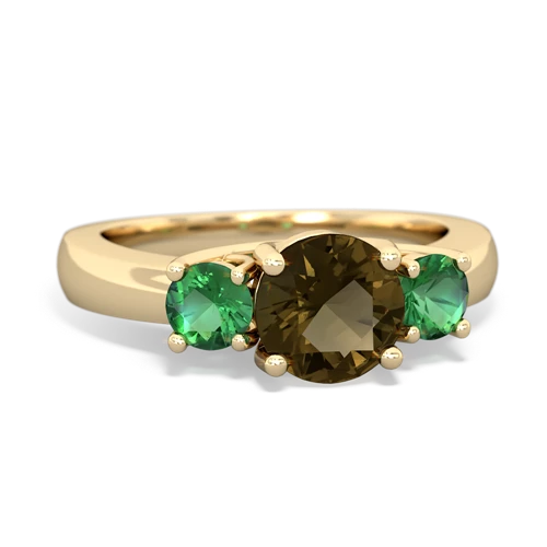 smoky quartz-lab emerald timeless ring