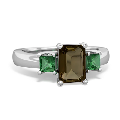 smoky quartz-lab emerald timeless ring