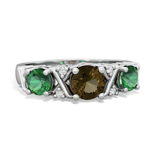 smoky quartz-lab emerald timeless ring