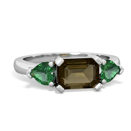 smoky quartz-lab emerald timeless ring