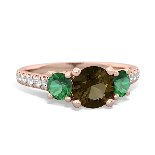 smoky quartz-lab emerald trellis pave ring