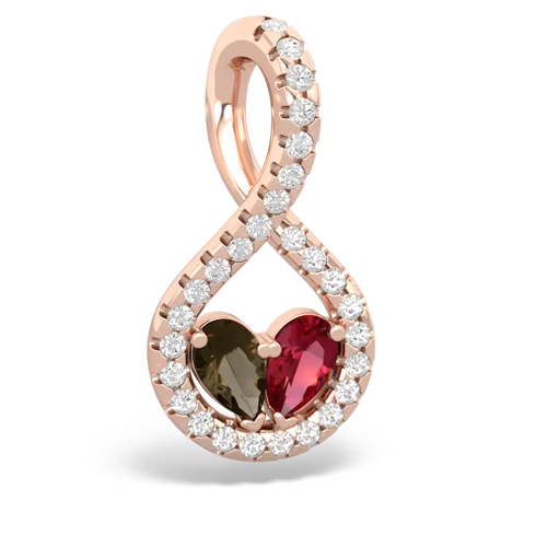 smoky quartz-lab ruby pave twist pendant