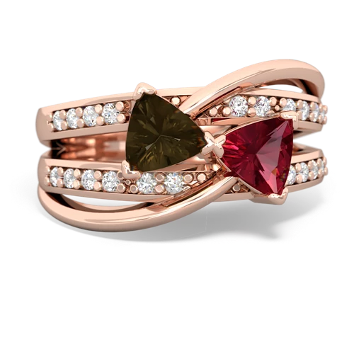 smoky quartz-lab ruby couture ring