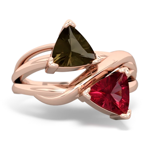 smoky quartz-lab ruby filligree ring
