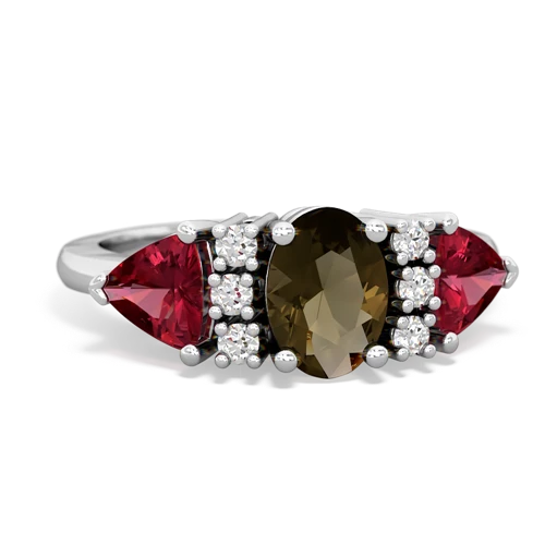 smoky quartz-lab ruby timeless ring