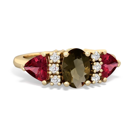 smoky quartz-lab ruby timeless ring