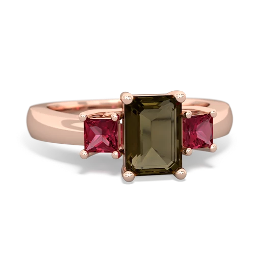 smoky quartz-lab ruby timeless ring