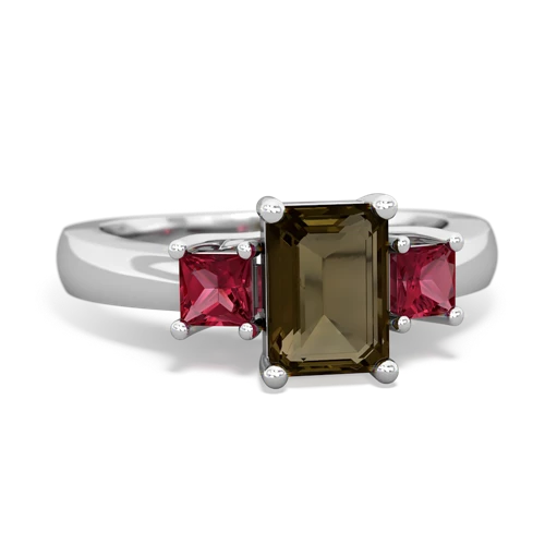 smoky quartz-lab ruby timeless ring