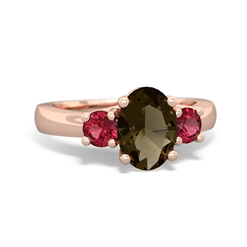 smoky quartz-lab ruby timeless ring