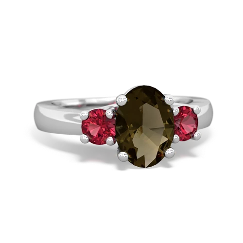 smoky quartz-lab ruby timeless ring