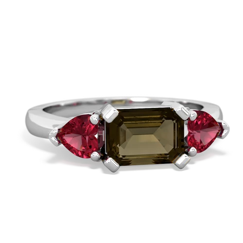 smoky quartz-lab ruby timeless ring