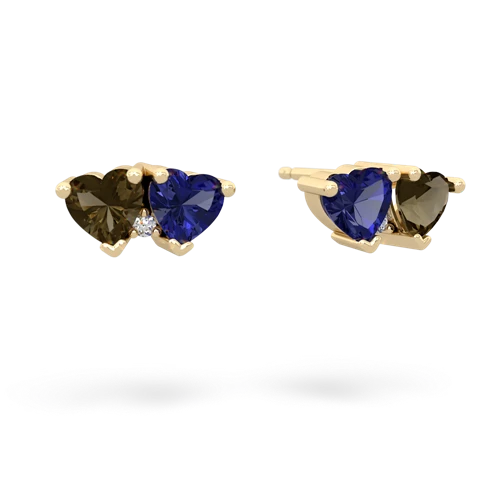 smoky quartz-lab sapphire  earrings