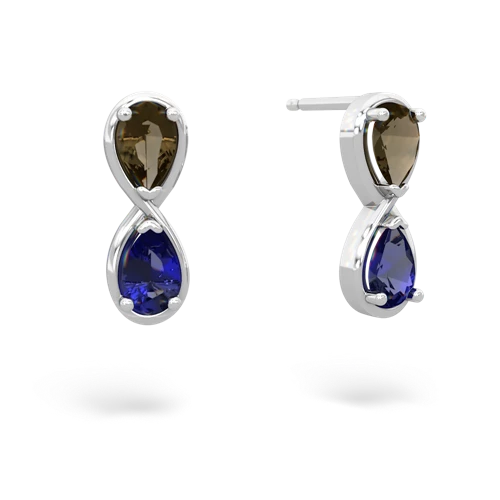 smoky quartz-lab sapphire infinity earrings