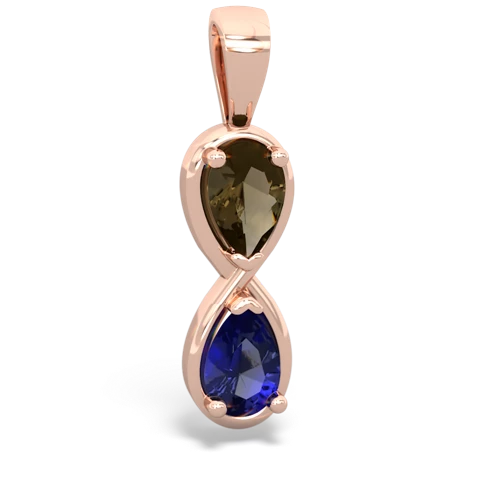 smoky quartz-lab sapphire infinity pendant