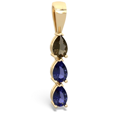 Genuine Smoky Quartz with Lab Created Sapphire and Genuine Opal Three Stone pendant
