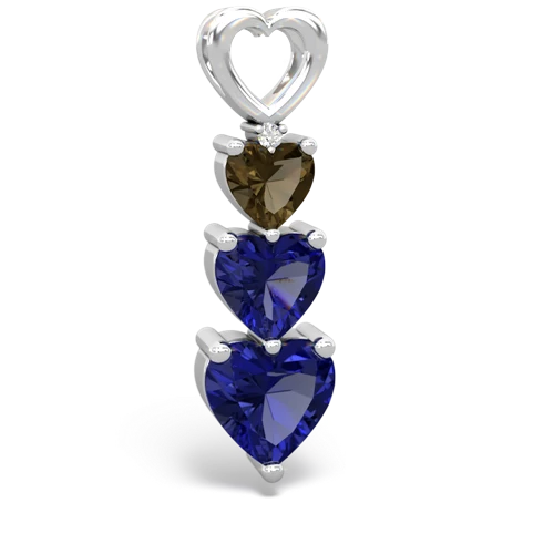 smoky quartz-lab sapphire three stone pendant