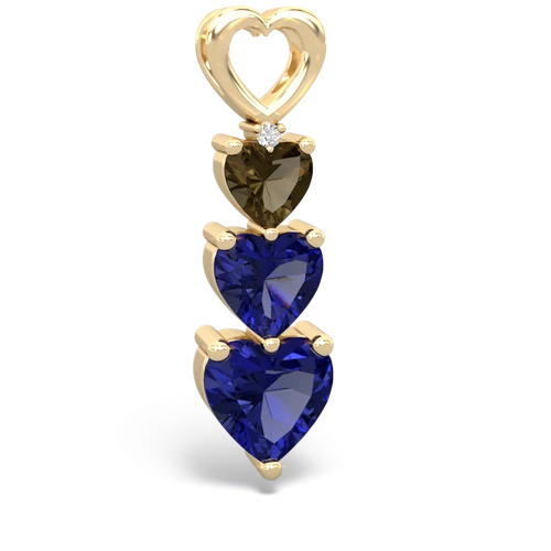 Genuine Smoky Quartz with Lab Created Sapphire and Genuine Opal Past Present Future pendant