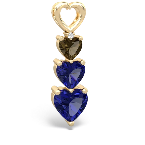 Genuine Smoky Quartz with Lab Created Sapphire and Lab Created Ruby Past Present Future pendant
