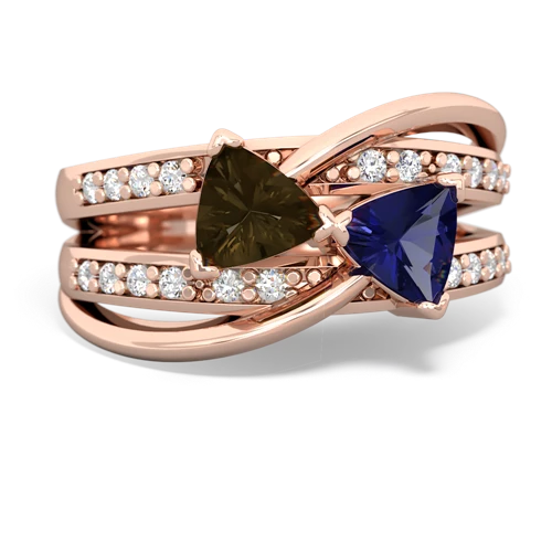 smoky quartz-lab sapphire couture ring